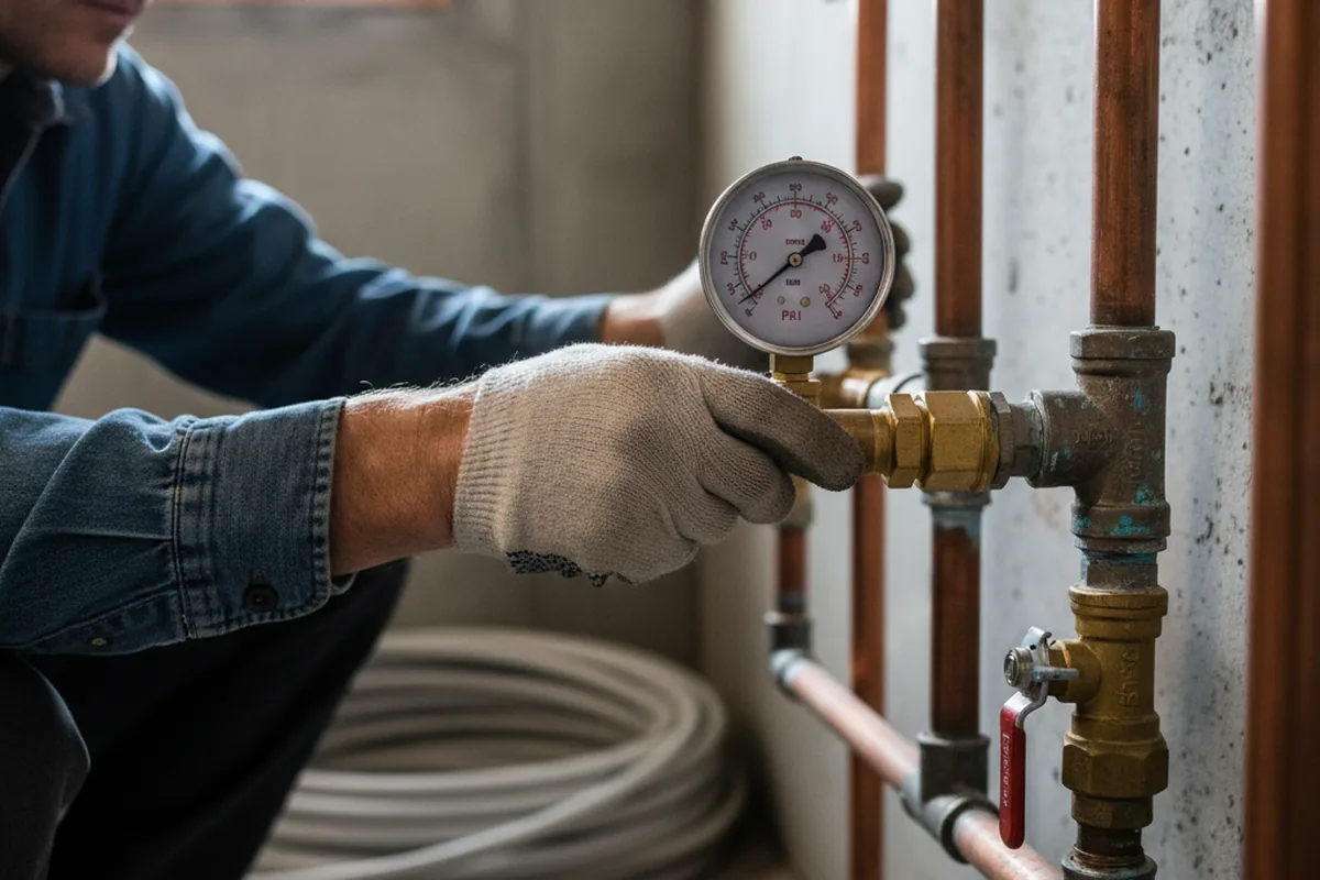 Pressure testing a repaired line during Water Line Repair in Sun